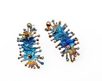 Sundews Earrings - Hypoallergenic Titanium Studs - Unique Allergy Free Jewelry from Finland