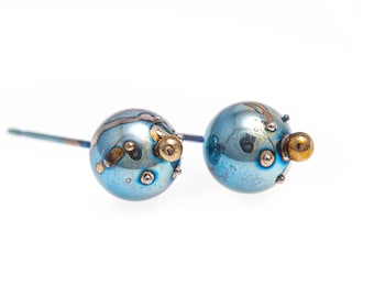 Titanium Ball Studs - Titanium Post Earrings - Hypoallergenic Posts - Unique Art Piece - Grade 1 - ALLERGY FREE - Made in Finland