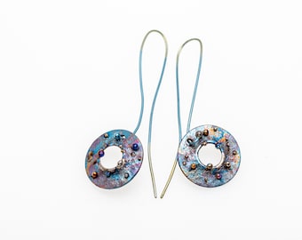 Circles and Spheres Dangle & Drop Earrings Hypoallergenic Pure Titanium Donuts Geometric Earrings Made In Finland