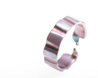 High Voltage. Titanium Textured Ring. Pure Titanium. Unusual Jewelry. Hypoallergenic. Titanium. Made in Finland. Welding. Anodizing. 2020