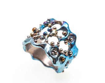 Titanium Statement Ring - Dew Point - Allergy Free Implant Grade Titanium - Design from Finland