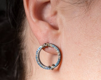 Circular metamorphosis Titanium Stud earrings Circle Earrings Solid Titanium Earrings Textured earrings Made in Finland