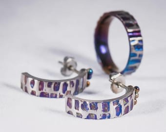 Deep & Purple. Titanium Earrings. Titanium Hypoallergenic Jewelry. Titanium Stud Made in Finland