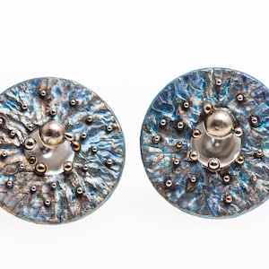 Via Lactea. Titanium Stud Earrings Hypoallergenic Geometric Stud Circle Stud Posts Unusual Jewelry Alien&#39;s Disign Made in Finland