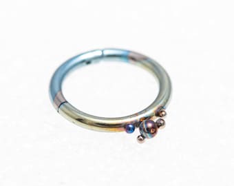 Titanium Segment Septum Clicker Ring, 14G, 1.6x10 mm. Ear Cartilage, Tragus, Lip Piercing, Nipple, Made In Finland, Unusual Body Jewelry