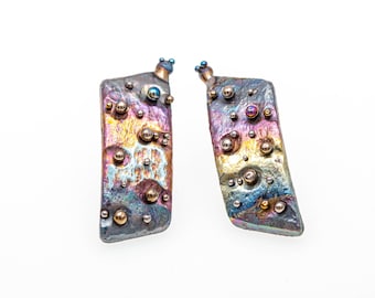 La Primavera. Titanium Earrings. Hypoallergenic. Contemporary Titanium Jewelry. Art Welding.Hand crafted in Finland by Tiqualia.
