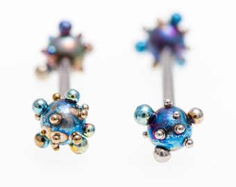 16G Unique Titanium Straight Barbell - Nipple Barbell - Allergy Free Hand Made Body Jewelry from Finland