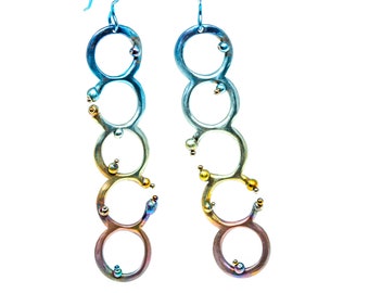 Rainbow Soap Bubbles - Titanium Dangle Earrings - Iridescent Rainbow Earrings - Design from Finland