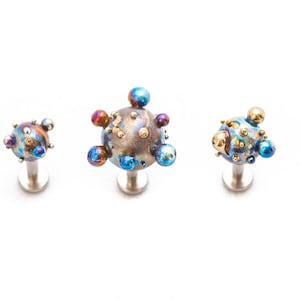 Pendiente de titanio hipoalergénico con rosca externa y poste para labio, piercing en forma de caracol, joyería para labios de 14 g (1,6 mm)