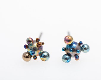 Titanium Stud Earrings - Hypoallergenic Space Earrings - Unique Handmade Jewelry from Finland