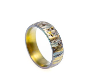 Access Code. Titanium Textured Ring. Hypoallergenic. Welding. Anodizing. Made in Finland.