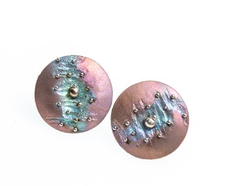 Titanium Circle Studs - Hypoallergenic Earrings - Allergy Free Earrings - Mandala Earrings - Unique Art Piece - Handcrafted in Finland