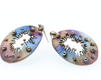 Titanium Floral Earrings - Sundews Stud - Hypoallergenic Handmade Titanium Jewelry from Finland