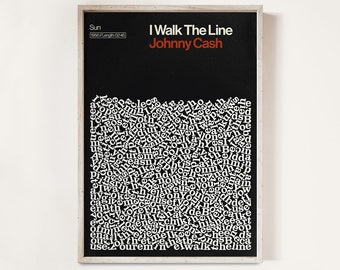 Johnny Cash Poster, I Walk The Line Print, Song Lyrics Poster, Country Music Print, Rockabilly Poster, Music Print.