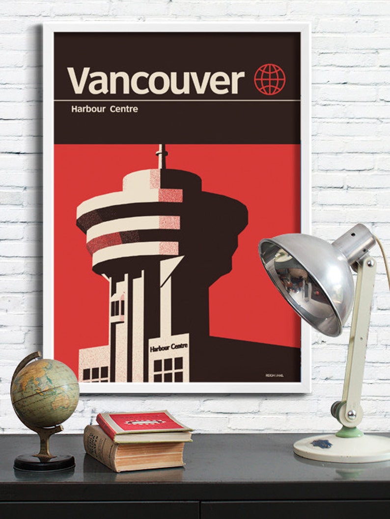 Vancouver Print Graphic Travel Poster Vancouver Skyline Etsy