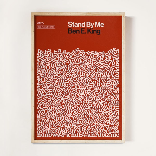 Stand by Me Poster, Song Lyrics Druck, Ben E King, Soul-Musik-Druck, Typografie, einzigartiges Geschenk