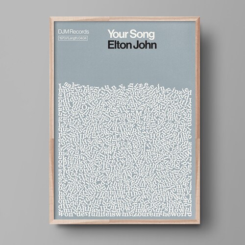 Elton John Poster Your Song Print Song Lyrics Poster Modern Etsy UK
