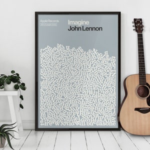 John Lennon Print, Song Lyric Poster, Imagine, John Lennon Art, Minimalist Music Art image 2