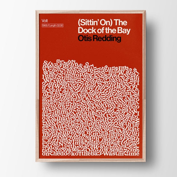 Dock of the Bay, Song Lyric Print, Otis Redding poster, Minimalist Wall Art