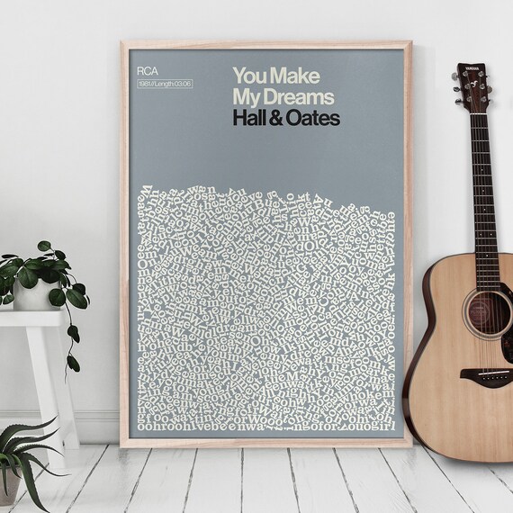 Hall And Oates You Make My Dreams Print Song Lyrics Poster Etsy