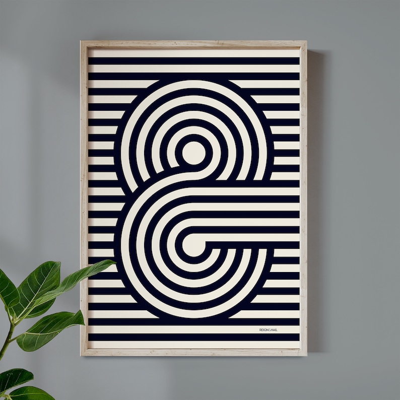 Ampersand Typography Print Modern Geometric Poster. Black and White, Minimalist, Scandi Art Print image 1