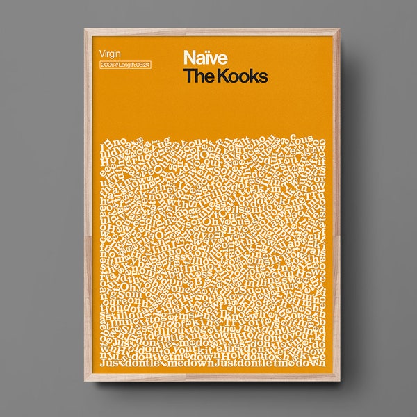 The Kooks Poster, Naive, Song Lyrics Print, Indie Music, Wall Art Print, Rock Poster, Band Art