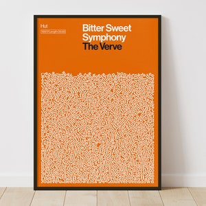 The Verve Poster, Song Lyrics print, Bitter Sweet Symphony, Britpop Poster, Britpop Art, Typography poster