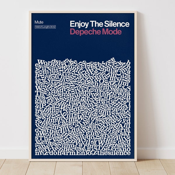 Depeche Mode Print, Affiche des paroles de chansons, Enjoy the silence, Typographie art, 80s Music Print, New Wave Poster, Dave Gahan