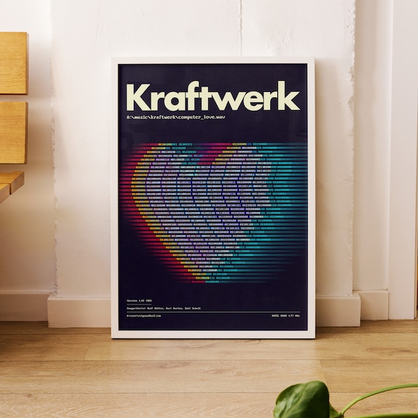 Kraftwerk Poster, Computer Love Print, Retro Poster, Music print, Gift for Electronic Music Lover