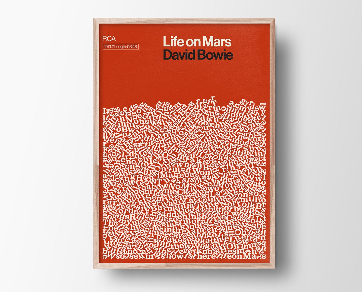 David Bowie Poster Life on Mars Print Song Lyric Poster - Etsy