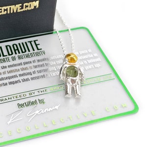 Moldavite Astronaut Space Pendant Sterling Silver Meteorite Necklace Meteorite Pendant Meteorite Jewellery Meteorite Jewelry image 1