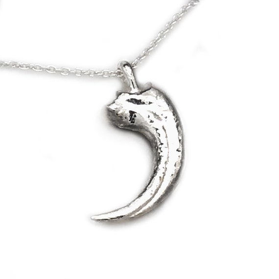 Raptor Dinosaur Claw Necklace in Sterling Silver