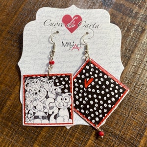 Orecchini "cuore di carta"  Gatti