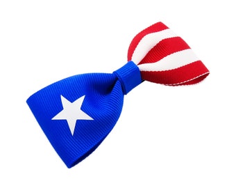 Puerto Rico Flag Hair Bow - Puerto Rican Girl Hair Accessories – Unique Gifts For Baby and Toddler Girls – Hair Clip For Women – Boriqueña