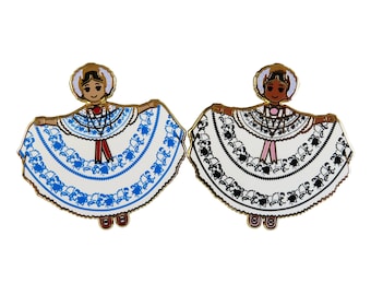 Pollera Girl Enamel Pin - Panama Pollera - Hard Enamel Pin - Cute Girl Pin - Cute Enamel Pin - Panamanian Pollera - Kawaii Pin - Panama