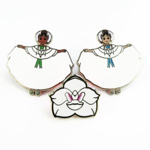 SECONDS SALE - Enamel Pin Seconds - Enamel Pins Sales - Flower Dove Lapel Pin - Cute Pins - Pollera Girl Pins - Panama Pollera Dress