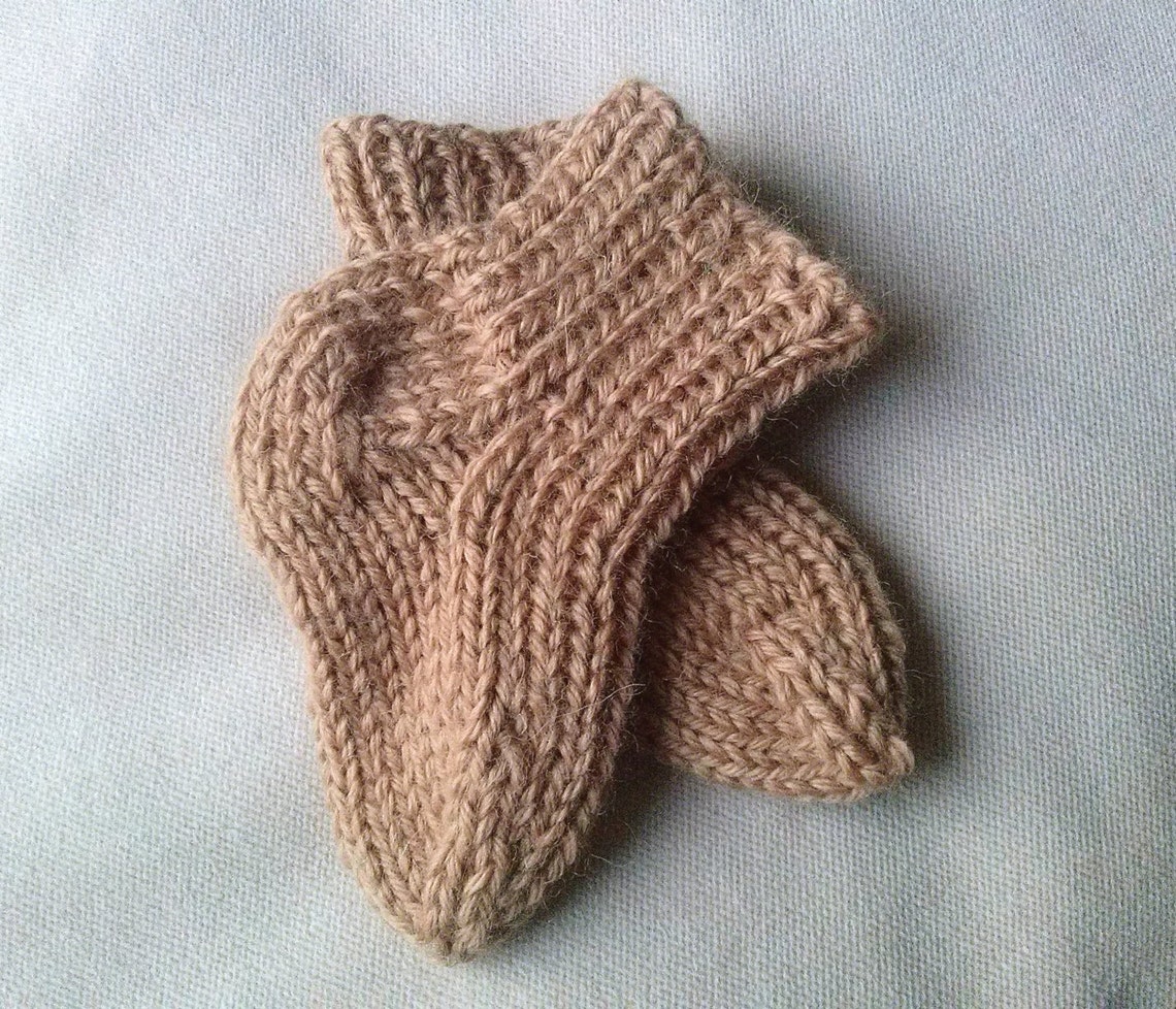 Beige / Light Brown Hand Knit Woolen Baby Socks for 69 Etsy