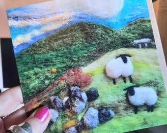 Onwards and Upwards. Greetings card Print of my original needle felt art