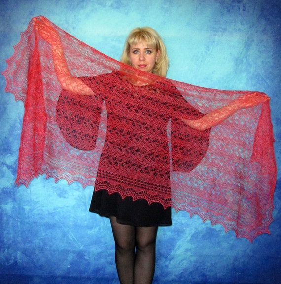 Lace women's scarf Red Russian Orenburg shawl Wool wrap | Etsy