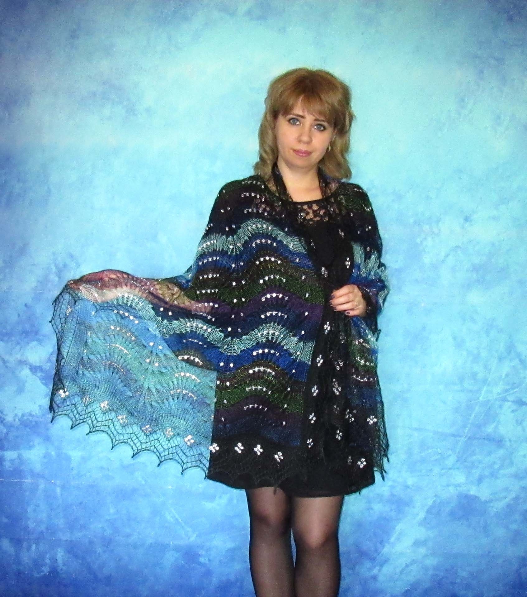 Hand knit Orenburg shawl Women's multicolor scarf | Etsy