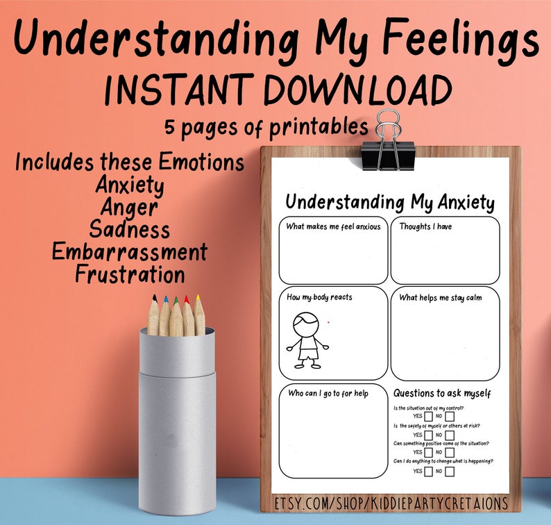 Understanding my Feelings Printable Worksheet Self Help | Etsy