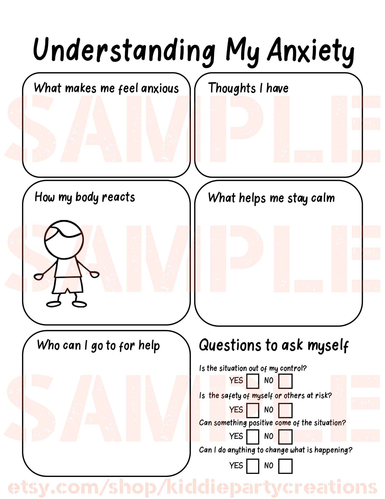 Understanding my Feelings Printable Worksheet Self Help | Etsy