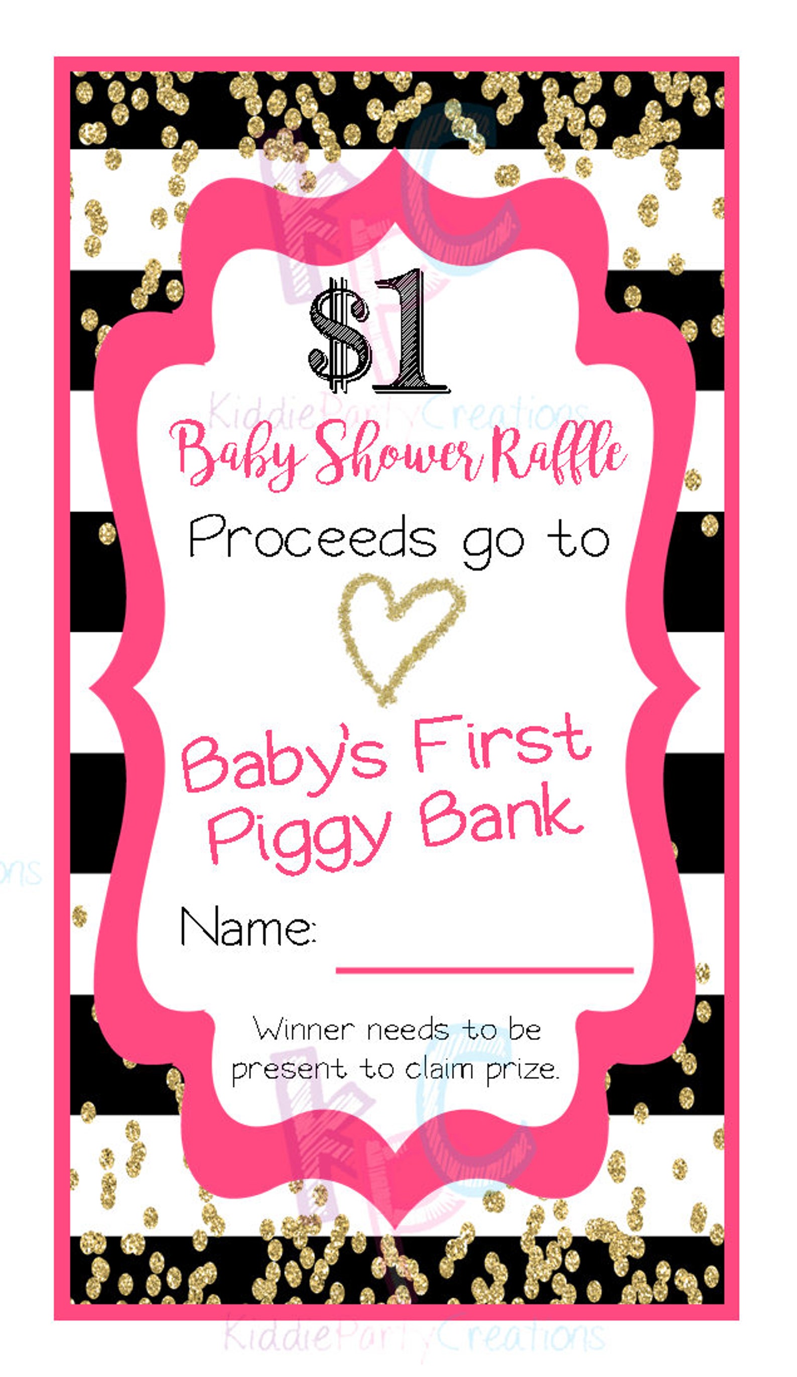 Baby Shower Baby First Piggy Bank Raffle Ticket 12 per Page Etsy