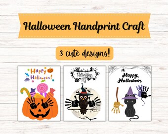 Halloween Handabdruck Kunst|Handabdruck Handwerk|Halloween Handwerk|Halloween Spiel|Halloween Aktivität|Kinderaktivität|DIY Handwerk|Wandkunst|Herbstaktivität