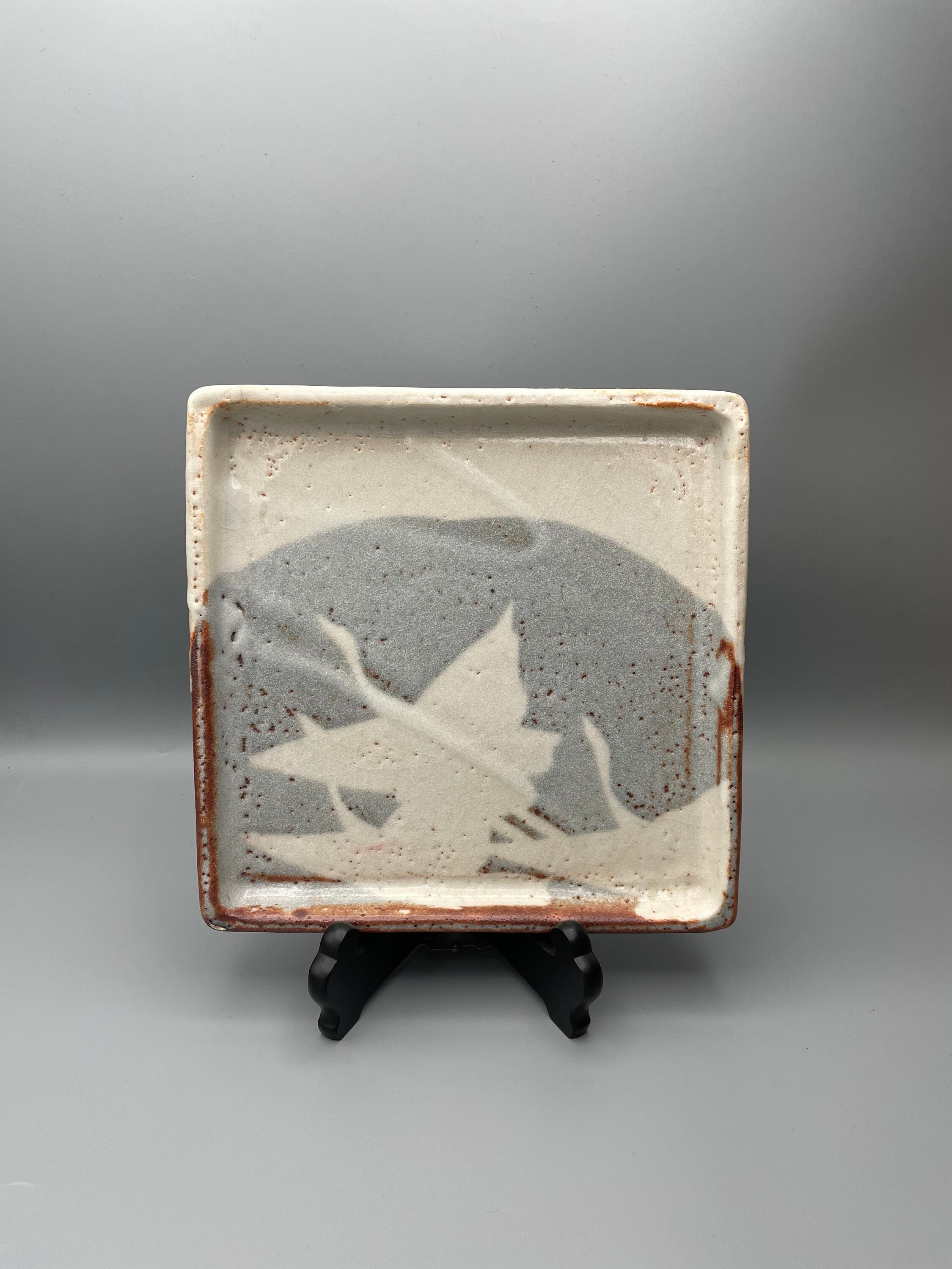 Square Plate With Cranes/ Assiette Carré Dessin de Grues