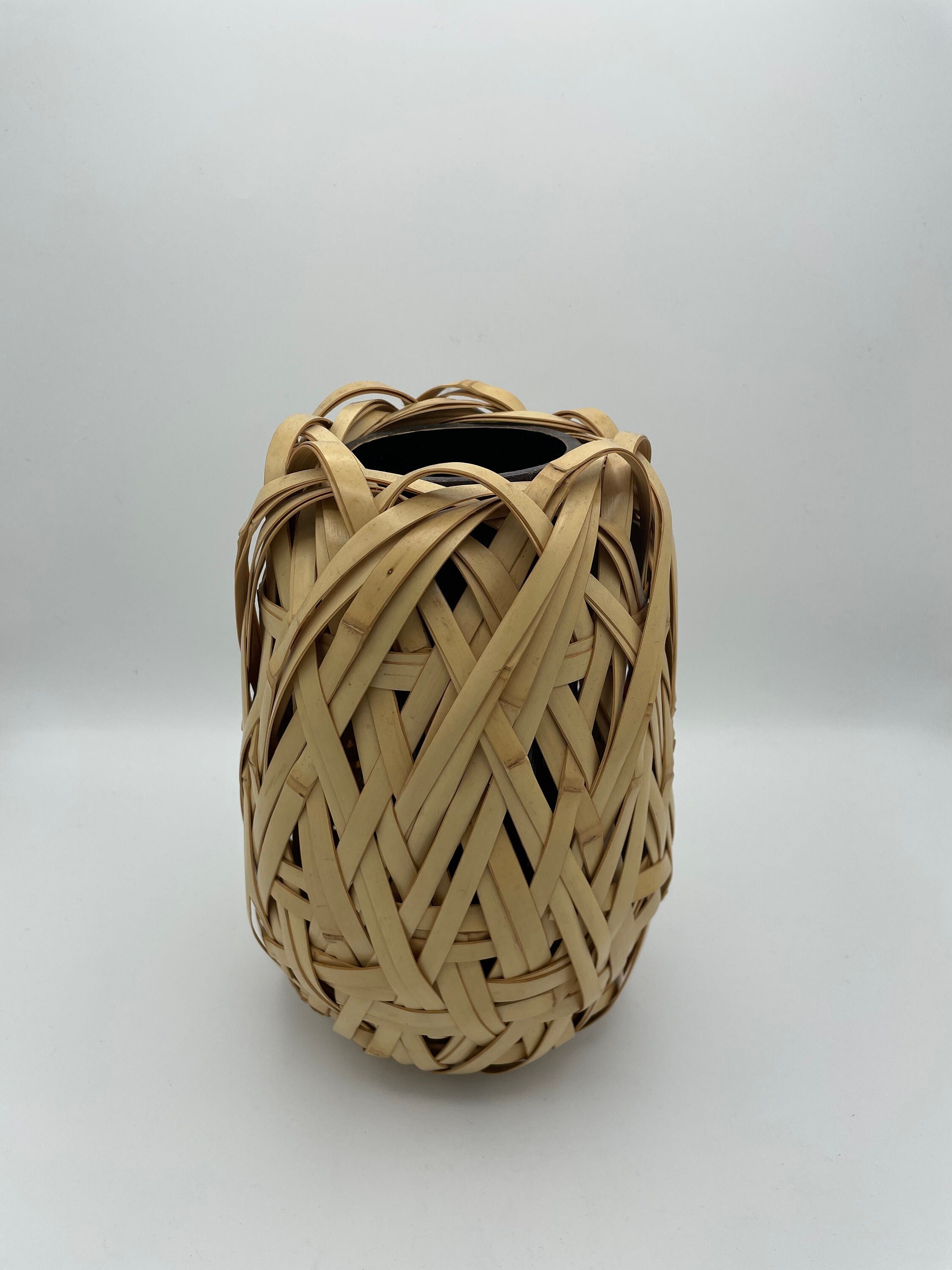 Vase à Fleurs de Bambou Japonais Antique Par Hakuunsai Shiraishi, Années 1975