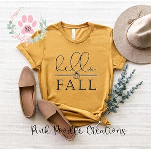 Cozy Hello Fall T-Shirt: Stylish Autumn Apparel for Women's Seasonal Wardrobe