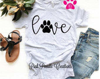 Love Paw Print Shirt: Vet Tech Gift, Animal Lover Tee