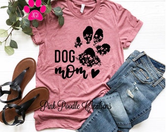 Dog Mom Pawprint Shirt: Soft Cotton Blend Graphic Tee