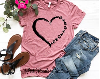 Paw Heart Dog Mom Shirt: Vet Tech Gift, Dog Lover Tee